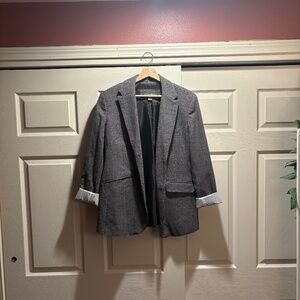 Eddie Bauer Houndstooth Blazer Jacket Size 14 Wool Blend Lined